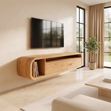 Floating TV Stand with 2 Drawers & Open Storage | Modern Media Console TH003-7DOM5TA