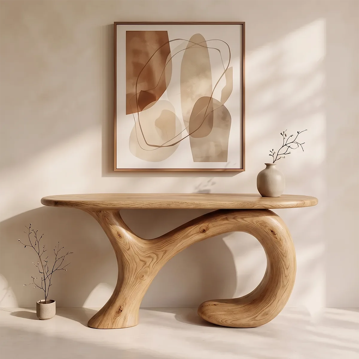 Modern Organic Console Table | Sculptural Curved Entryway Console Table for Contemporary Homes TH003-4837