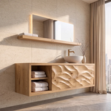 Modern Floating Bathroom Vanity with Sculpted Wave Doors | Wall Mounted Vanity Cabinet TH003-9UNQ5XS