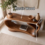 Organic Modern Console Table with Sculptural Open Frame & Display Shelf TT006-1286