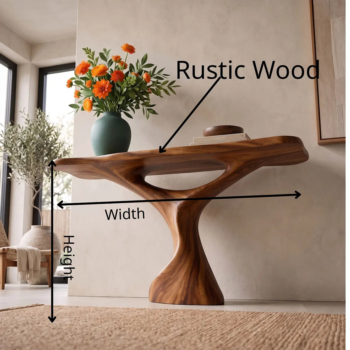 Sculptural Modern Console Table with Organic Curved Silhouette for Entryway & Living Room TT006-7778
