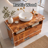 Freestanding Bathroom Vanity with Storage & Open Shelf | Live Edge Modern Design