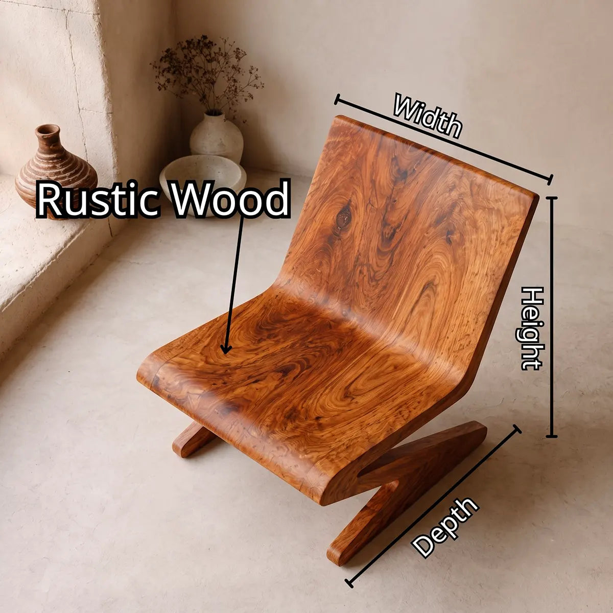 Sculptural Z-Frame Lounge Chair | Modern Low Profile Armless Accent Chair