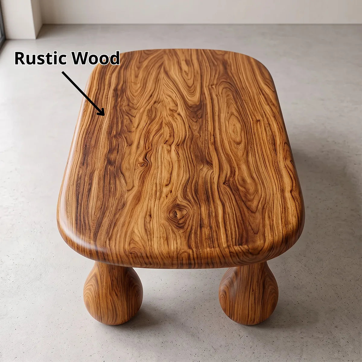 Modern Coffee Table | Organic Rounded Rectangle Cocktail Table TH003-4084
