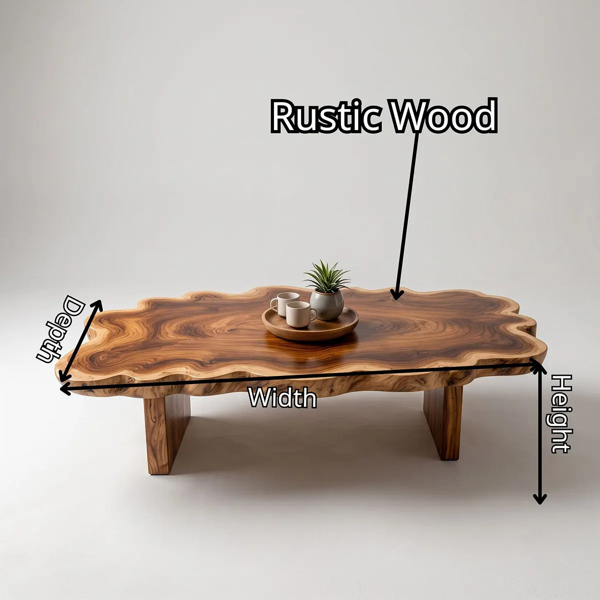 Live Edge Solid Wood Coffee Table | Organic Natural Slab Coffee Table for Modern Living Room TT006-2090