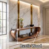 Organic Modern Console Table with Open Display Shelf & Sculptural Curved Design TT006-3660