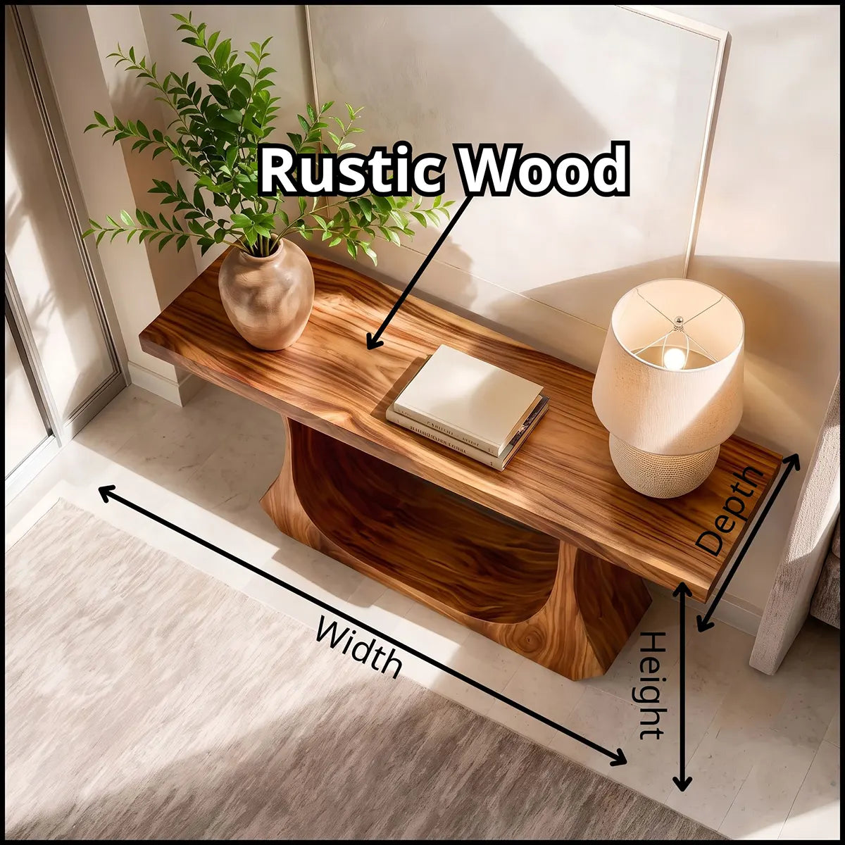 Modern Wooden Console Table with Sculptural Open Arch Base for Entryway & Hallway TT006-5795