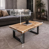Rectangular Live Edge Solid Wood Coffee Table | Modern Rustic Center Table for Living Room TT006-9786