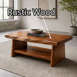 Solid Wood Coffee Table with Storage Shelf | Rustic Modern Living Room Center Table TT006-5599