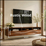 Floating TV Stand with Open Shelving & Three Drawers | Organic Modern TV Console TT006-5STK9KO