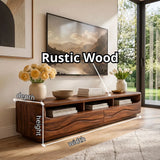 Organic Modern TV Stand with Open Shelves & 2 Drawers | Modern Media Console TT006-6HLG3MY