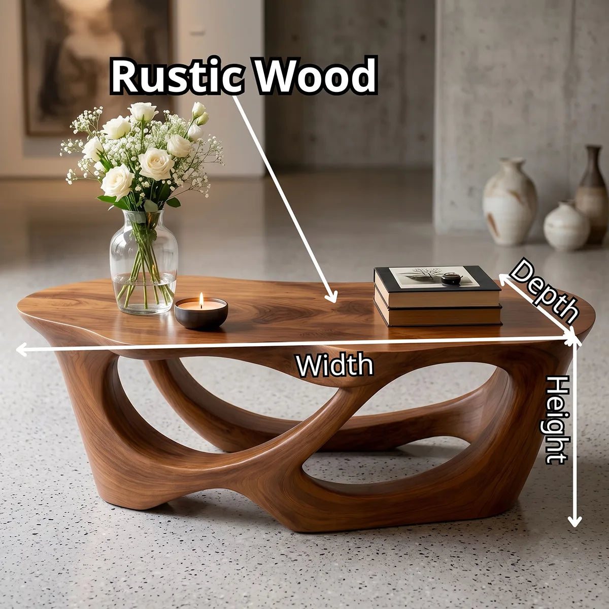 Sculptural Organic Solid Wood Coffee Table | Modern Artistic Center Table for Living Room TT006-2038