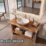Freestanding Bathroom Vanity with Open Shelf | Organic Modern Bathroom Storage