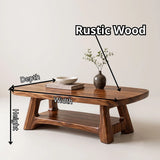 Solid Wood Coffee Table with Storage Shelf | Modern Organic Living Room Table TT006-5345