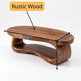 Oval Solid Wood Coffee Table with Open Storage Shelf | Organic Modern Living Room Table TT006-3067