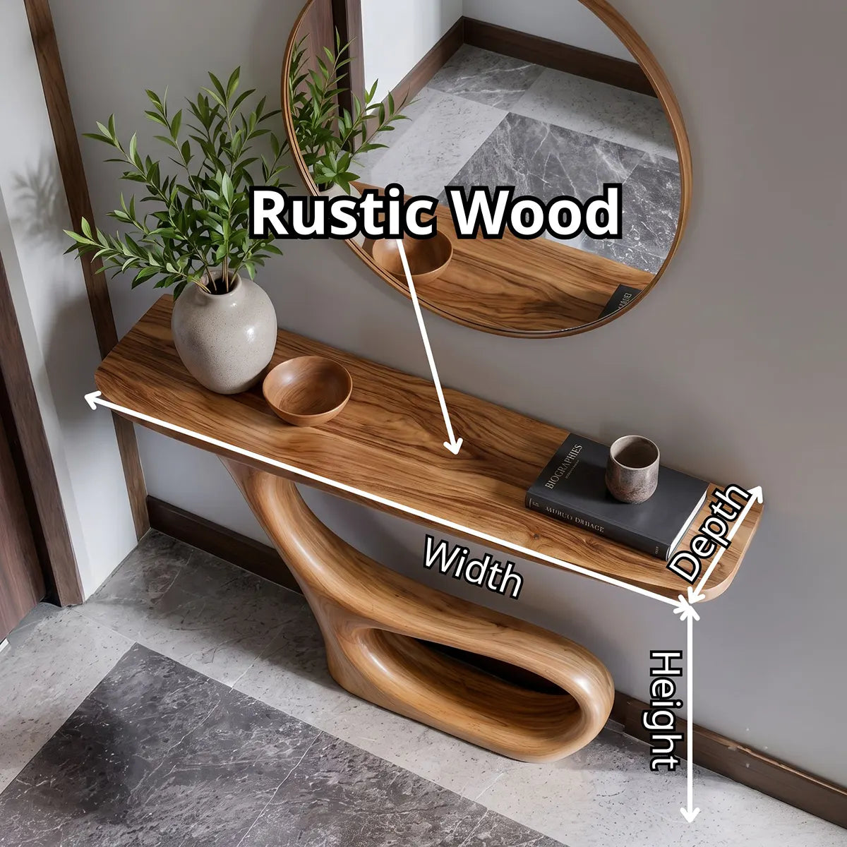 Modern Sculptural Console Table with Organic Curved Pedestal Base for Entryway TT006-3822