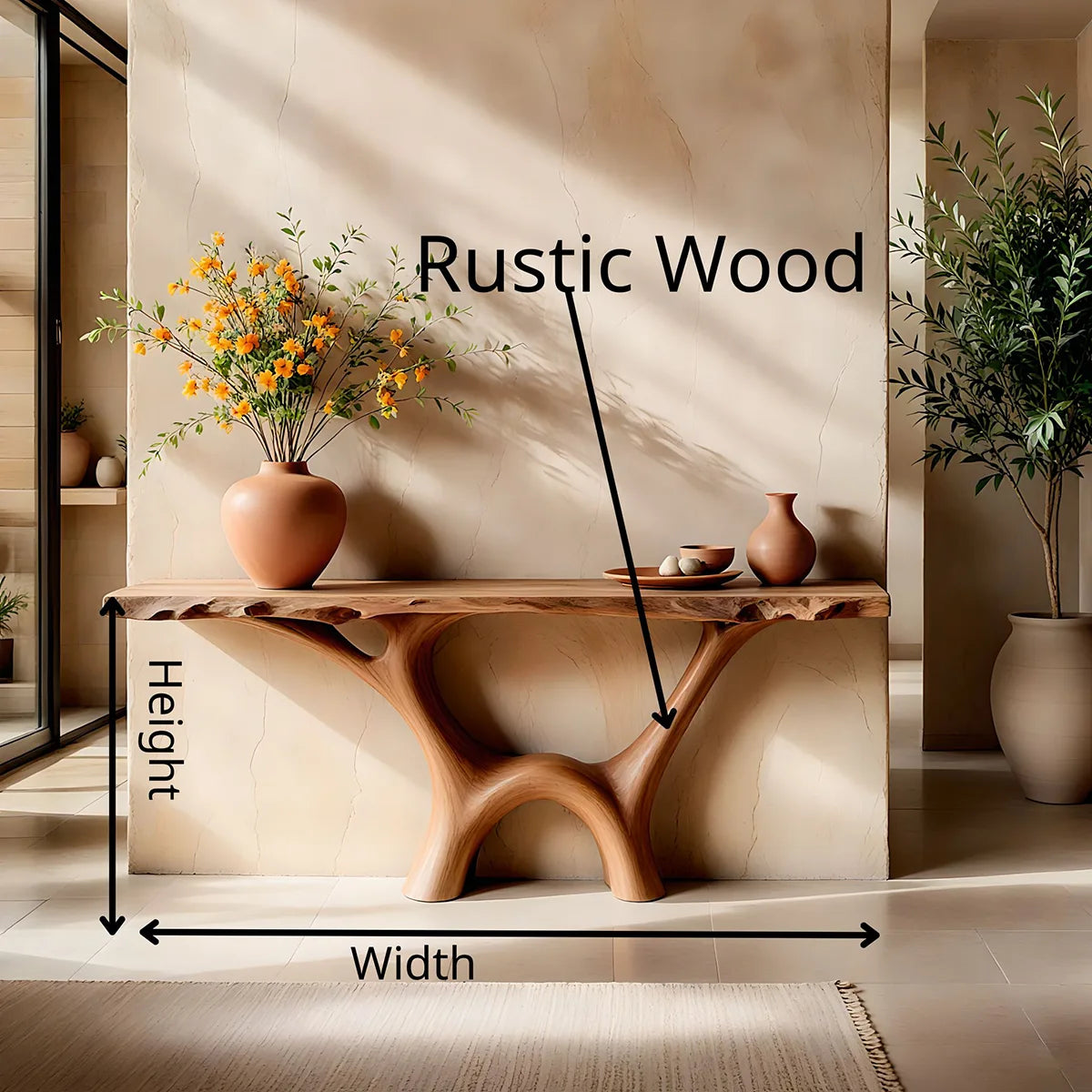 Organic Modern Console Table with Sculptural Double Arch Base for Entryway & Living Room TT006-3103