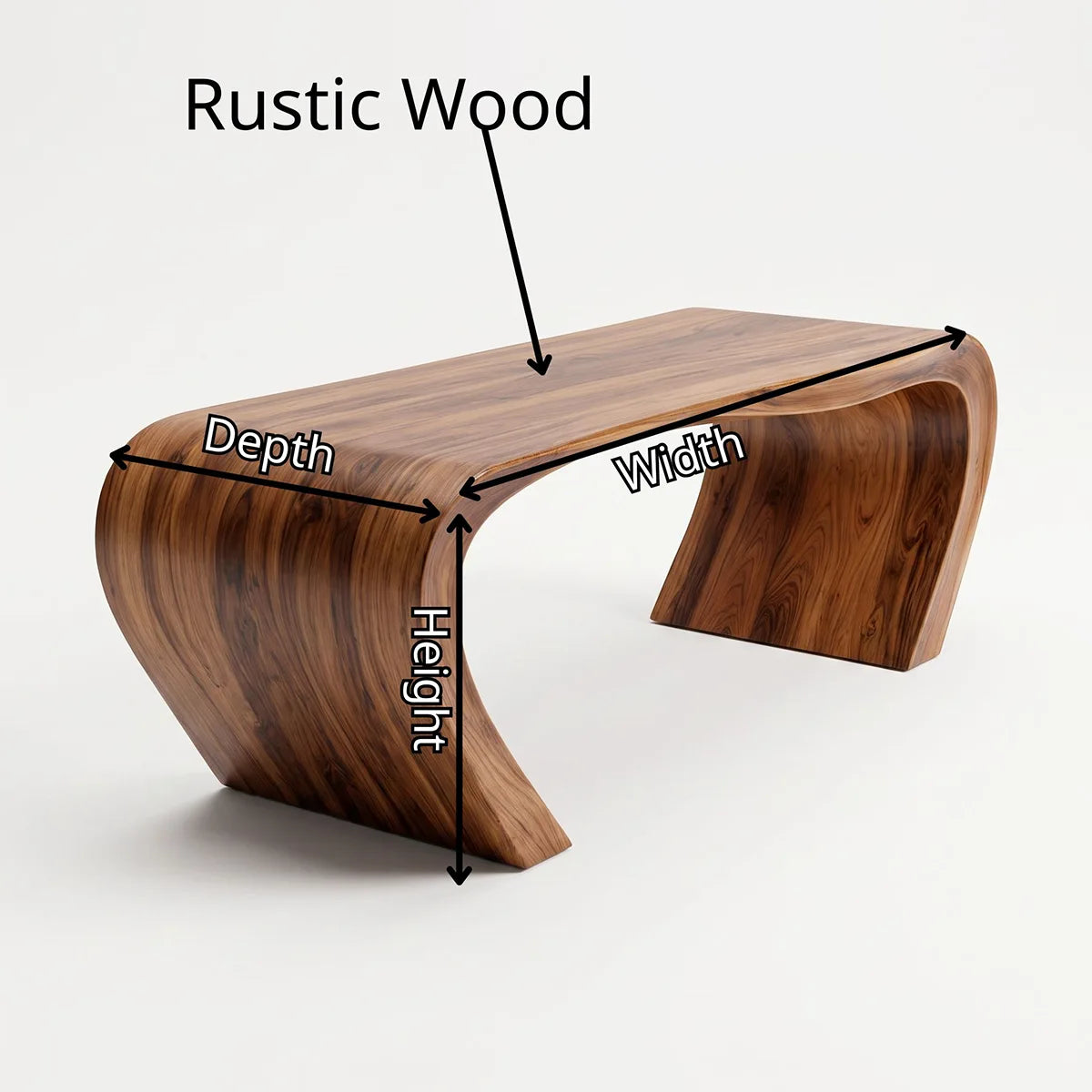 Solid Wood Waterfall Coffee Table | Modern Curved Wooden Coffee Table TT006-9943