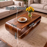 Curved Solid Wood Coffee Table with Storage | Modern Sculptural Living Room Center Table TT006-2757