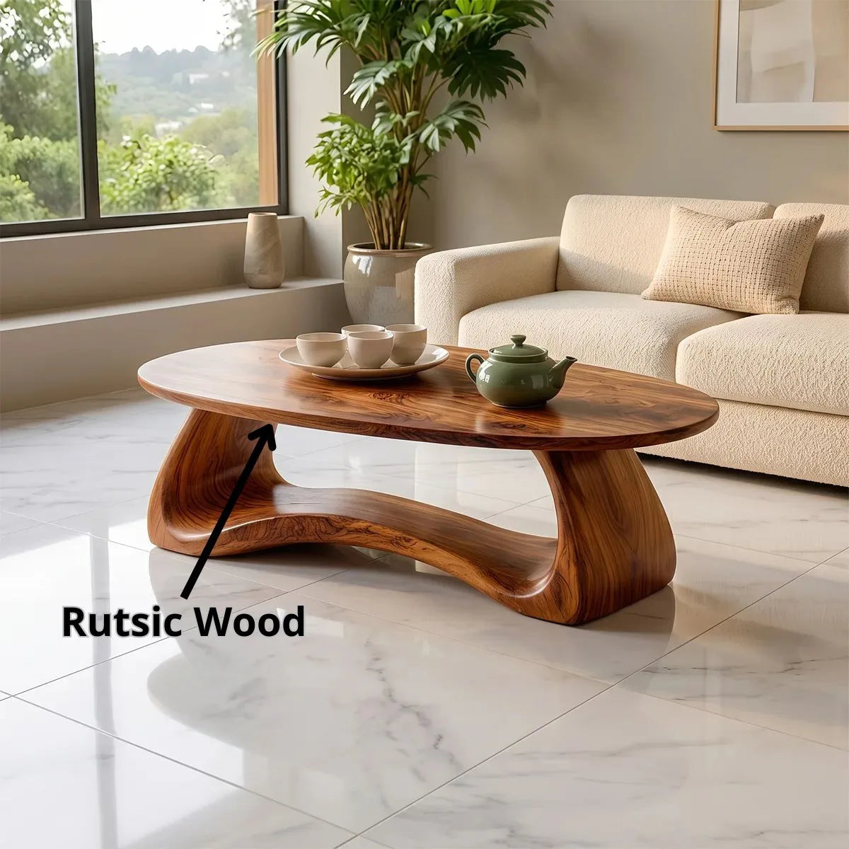 Modern Oval Coffee Table | Sculptural Organic Cocktail Table TH003-8246