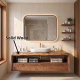 Floating Bathroom Vanity with Live Edge Countertop & Carved Drawer Fronts TH003-6UAW7UW