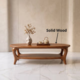 Modern Oval Coffee Table with Shelf | Sculptural Organic Center Table TH003-8066