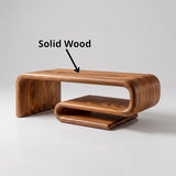 Modern Waterfall Coffee Table | Contemporary Center Table with Open Shelf Storage TH003-5383