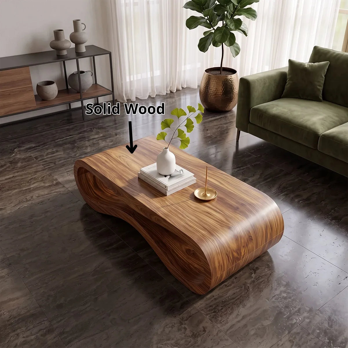 Sculptural Wave Coffee Table | Modern Organic Curved Living Room Center Table