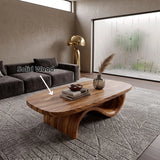 Sculptural Curved Coffee Table with Wave Base | Organic Modern Living Room Center Table
