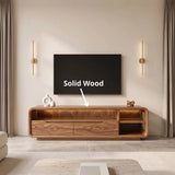 Curved TV Stand with 2 Drawers & Open Shelves | Modern Media Console TH003-5KNE4OQ