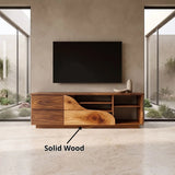 Asymmetrical TV Stand with Drawers & Open Shelves | Sculptural Media Console TH003-7SZG2XE