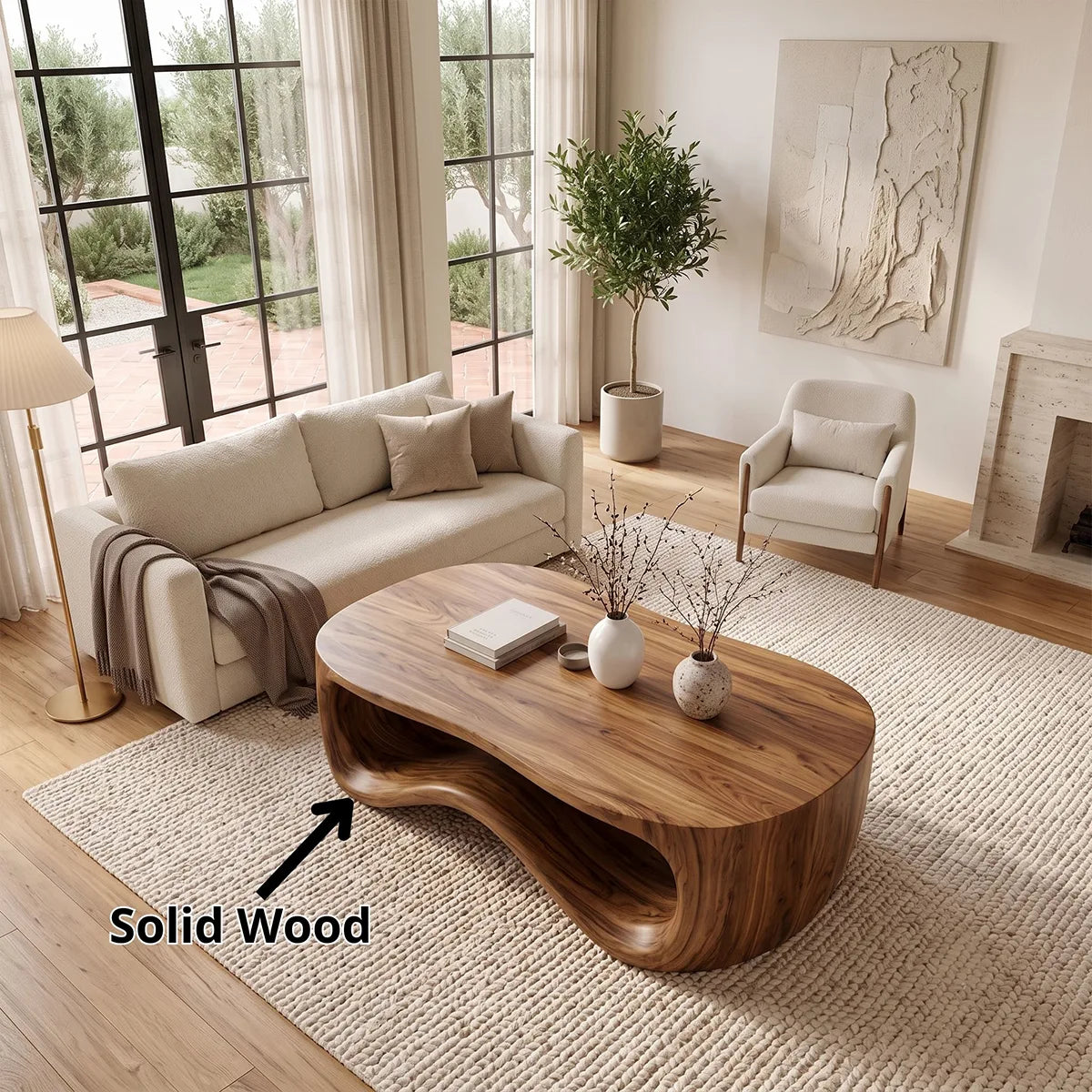 Sculptural Wave Coffee Table | Modern Curved Statement Center Table