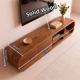 Modern Curved TV Stand with 2 Concealed Storage Compartments & Open Shelving | Sculptural Media Console