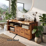 Live Edge Bathroom Vanity with Open Shelving & Multi-Drawer Storage TH003-9EZH8IM