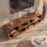 Sculptural Curved TV Stand with 6 Open Shelves | Modern Media Console