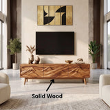 Mountain Relief TV Stand with Dual Cabinets & Center Drawer | Modern Media Console TH003-4KCH4LO