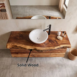 Live Edge Floating Bathroom Vanity with 6 Drawers | Modern Wall Mounted Bathroom Cabinet