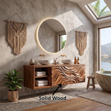 Double Sink Floating Bathroom Vanity with 2 Sculpted Doors | Modern Wall Mounted Vanity TH003-3PGW8ZW