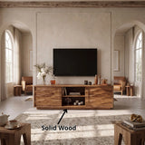 Wave Carved TV Stand with 2 Cabinets & Open Shelves | Media Console TH003-6UCU1VC