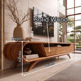 Modern Curved TV Stand with 3 Drawers & Open Storage Areas | Sculptural Media Console