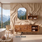 Floating Bathroom Vanity with Mountain Carved Doors & Open Side Shelves TH003-3HMW2TU