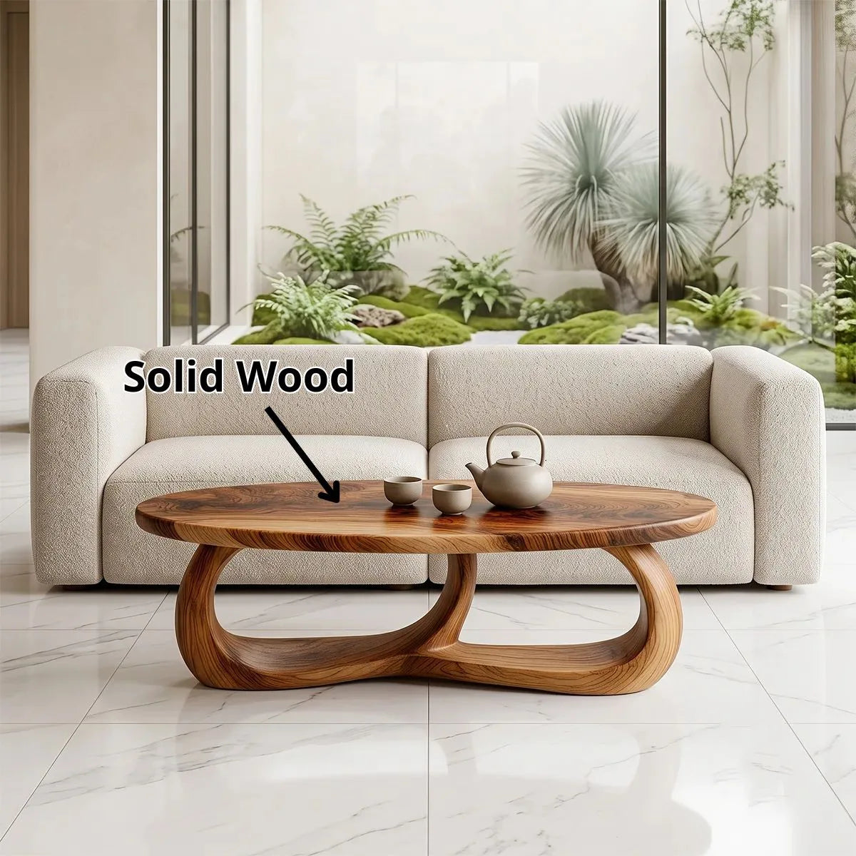 Modern Oval Coffee Table | Sculptural Organic Center Table for Living Room TH003-5584