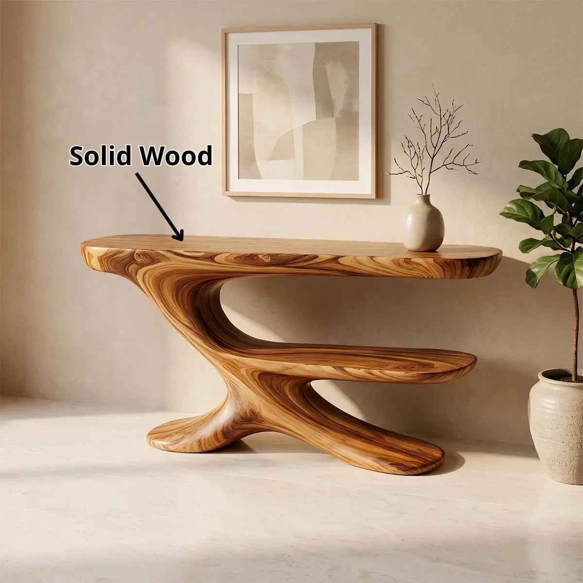 Organic Wave Console Table | Sculptural Modern Entryway Table with Floating Abstract Base TH003-9046