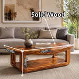 Solid Wood Coffee Table with Open Shelf | Organic Modern Living Room Center Table TT006-8208