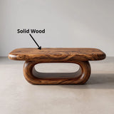 Modern Coffee Table with Sculptural Open Base | Rounded Rectangle Center Table for Contemporary Living Room TH003-5785