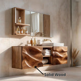 Modern Floating Bathroom Vanity with Sculpted Wave Front | Wall Mounted Bathroom Vanity TH003-3JBW4WW