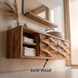 Modern Floating Bathroom Vanity with Sculpted Wave Doors | Wall-Mounted Vanity Cabinet TH003-6TQY1HS