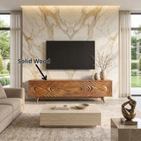 Topographic Relief TV Stand with Dual Cabinets & Center Drawers | Modern Media Console TH003-1QEW8AF