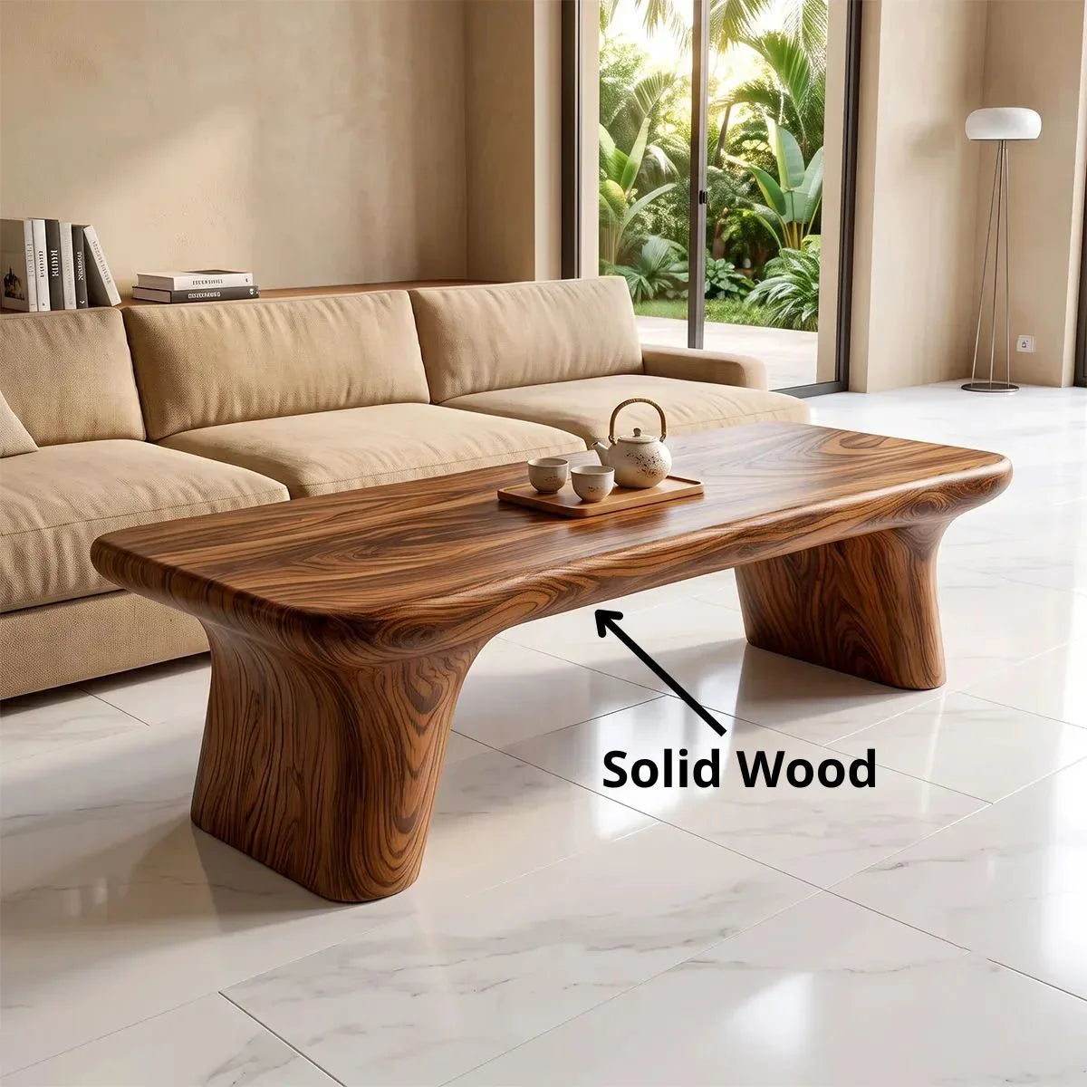 Modern Organic Coffee Table | Minimalist Sculptural Center Table for Contemporary Living Room TH003-9709