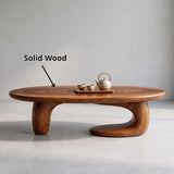 Organic Oval Coffee Table | Sculptural Wave Base Coffee Table for Modern Minimalist Living Room TH003-5893